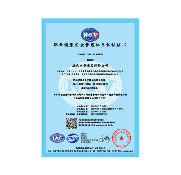 职业健全治理系统证书